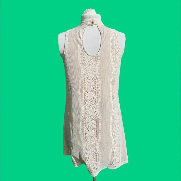 Cream Lace over Nude Short Lace Slip Cocktail Dress by Fire Los Angeles SZ SM - Picture 2 of 13